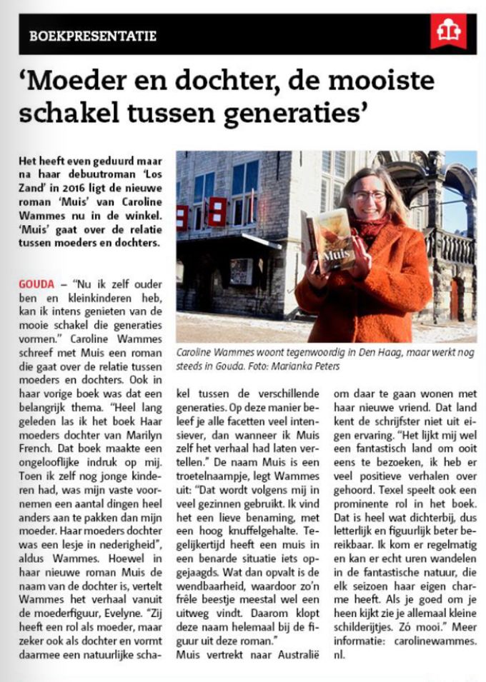 Interview Marianka Peters, Goudse Post van 3 maart 2021
Ook verschenen in de Posthoorn van Den Haag van 31 maart
https://www.deposthoorn-denhaag.nl/reader/76141/1628499/-lsquo-moeder-en-dochter-de-mooiste-schakel-tussen-generaties-rsquo-
